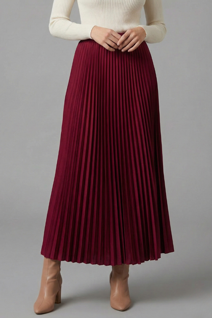 Elegant Collection | Women's Maxi Skirt with Elastic Waistband | Pleated A-Line Design for Effortless Style 9