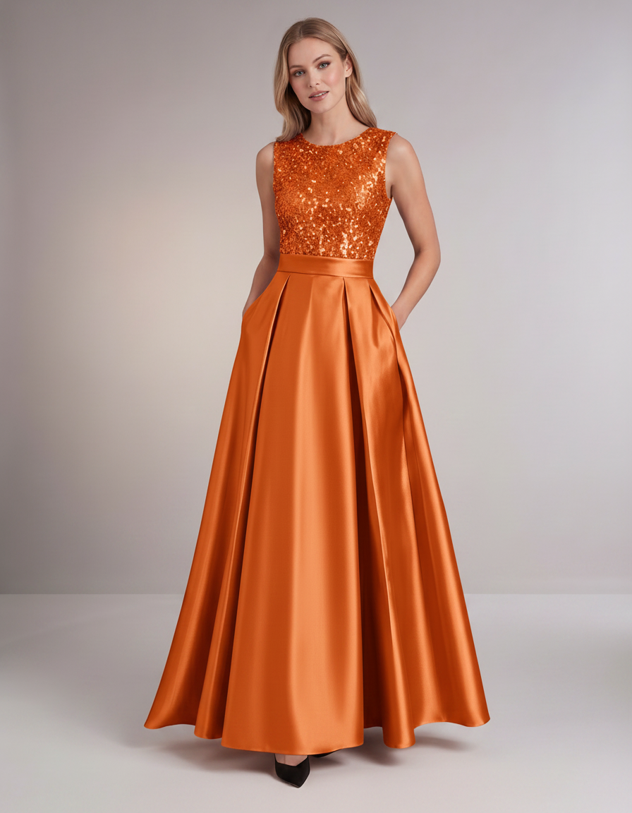 Elegant Maxi Dresses for Women | Black Satin Dress with Sequin Bodice for Formal Occasions 10