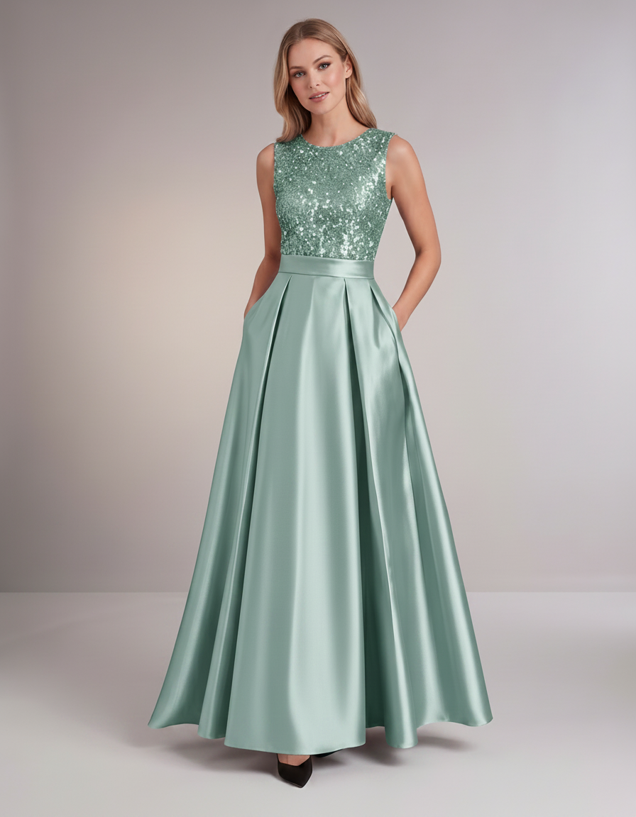 Elegant Maxi Dresses for Women | Black Satin Dress with Sequin Bodice for Formal Occasions 12