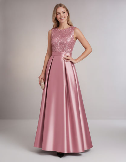 Elegant Maxi Dresses for Women | Black Satin Dress with Sequin Bodice for Formal Occasions 5
