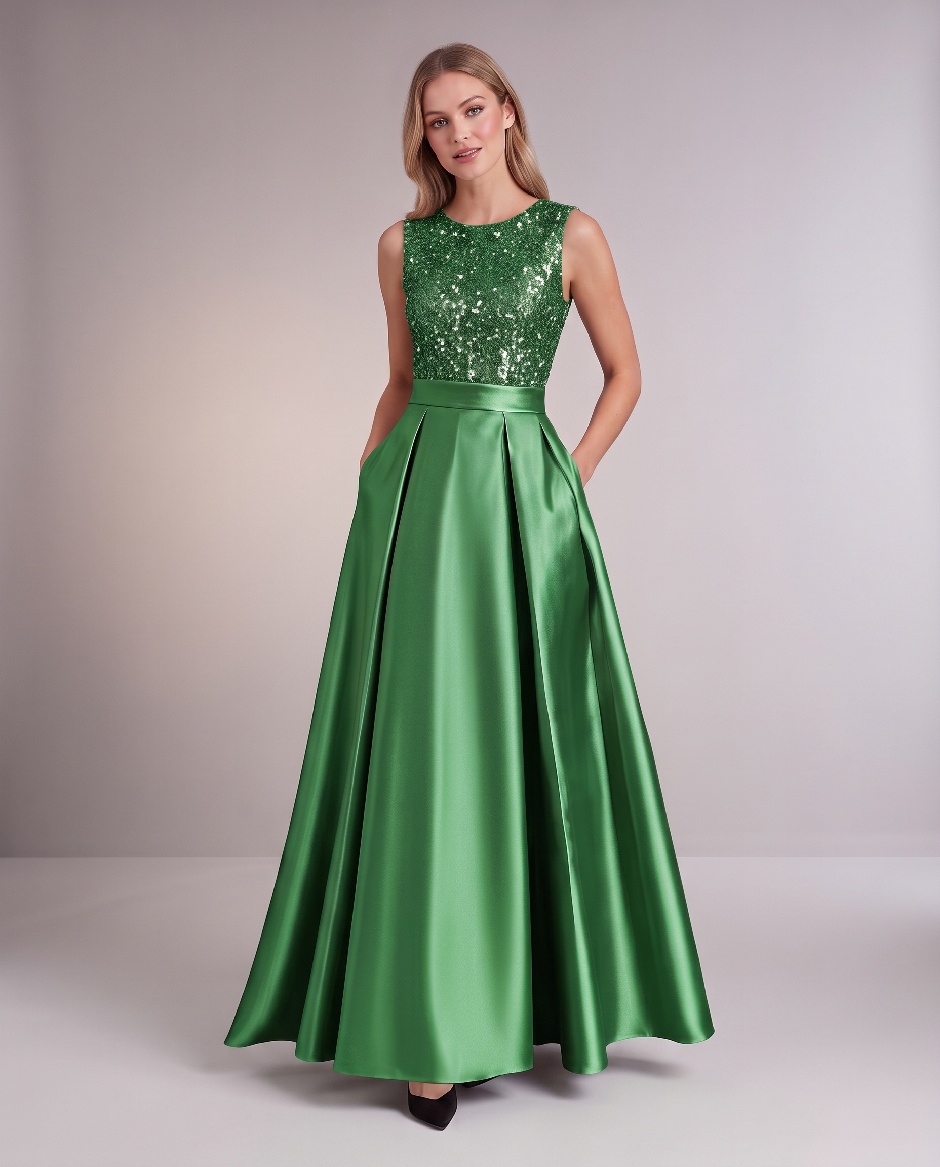Elegant Maxi Dresses for Women | Black Satin Dress with Sequin Bodice for Formal Occasions 9