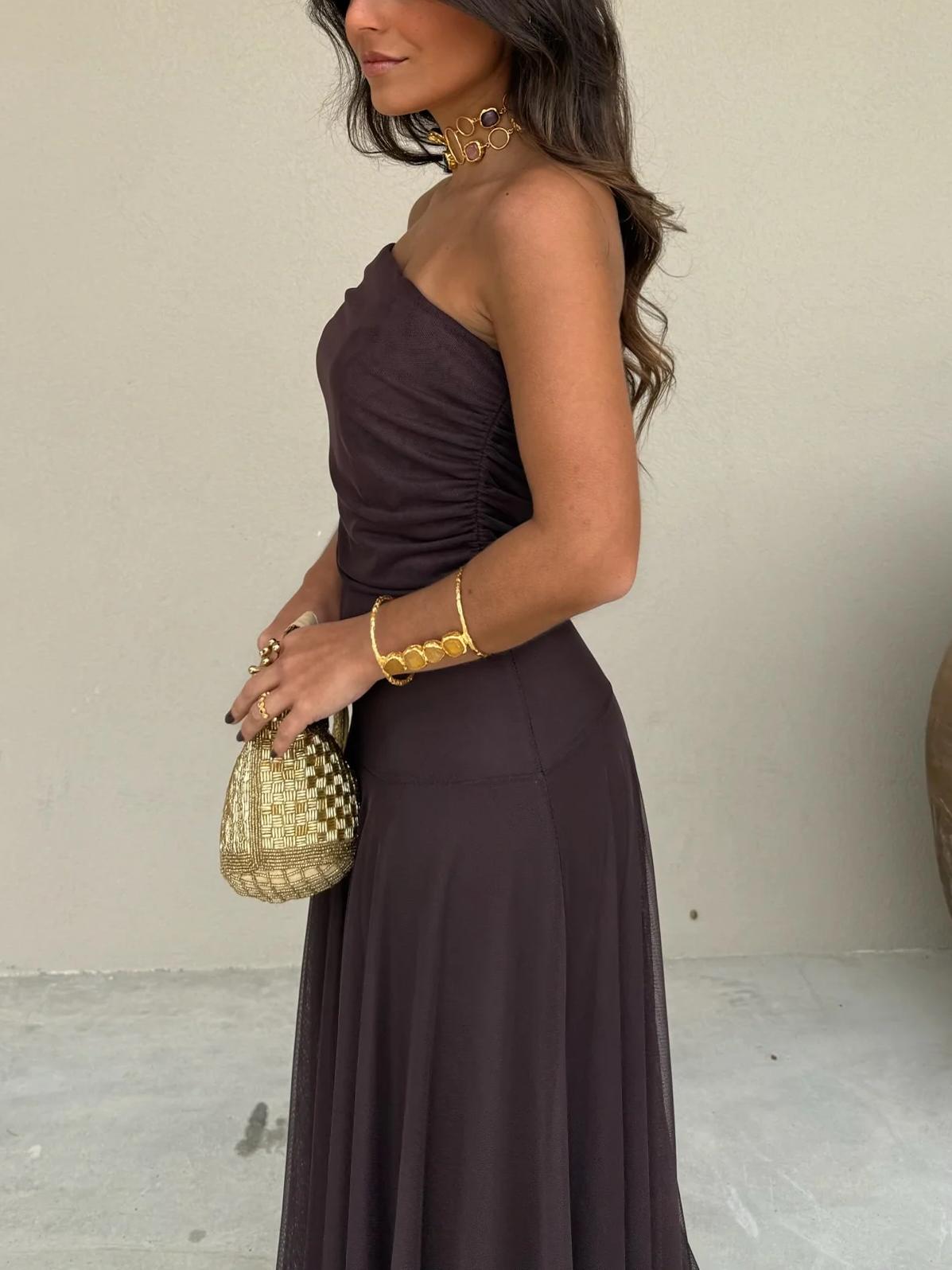 Elegant Maxi Dresses for Women | Off Shoulder Chiffon Design with Flowing Overlay | Perfect for Weddings and Special Occasions 5