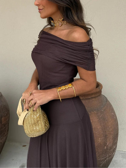 Elegant Maxi Dresses for Women | Off Shoulder Chiffon Design with Flowing Overlay | Perfect for Weddings and Special Occasions 6