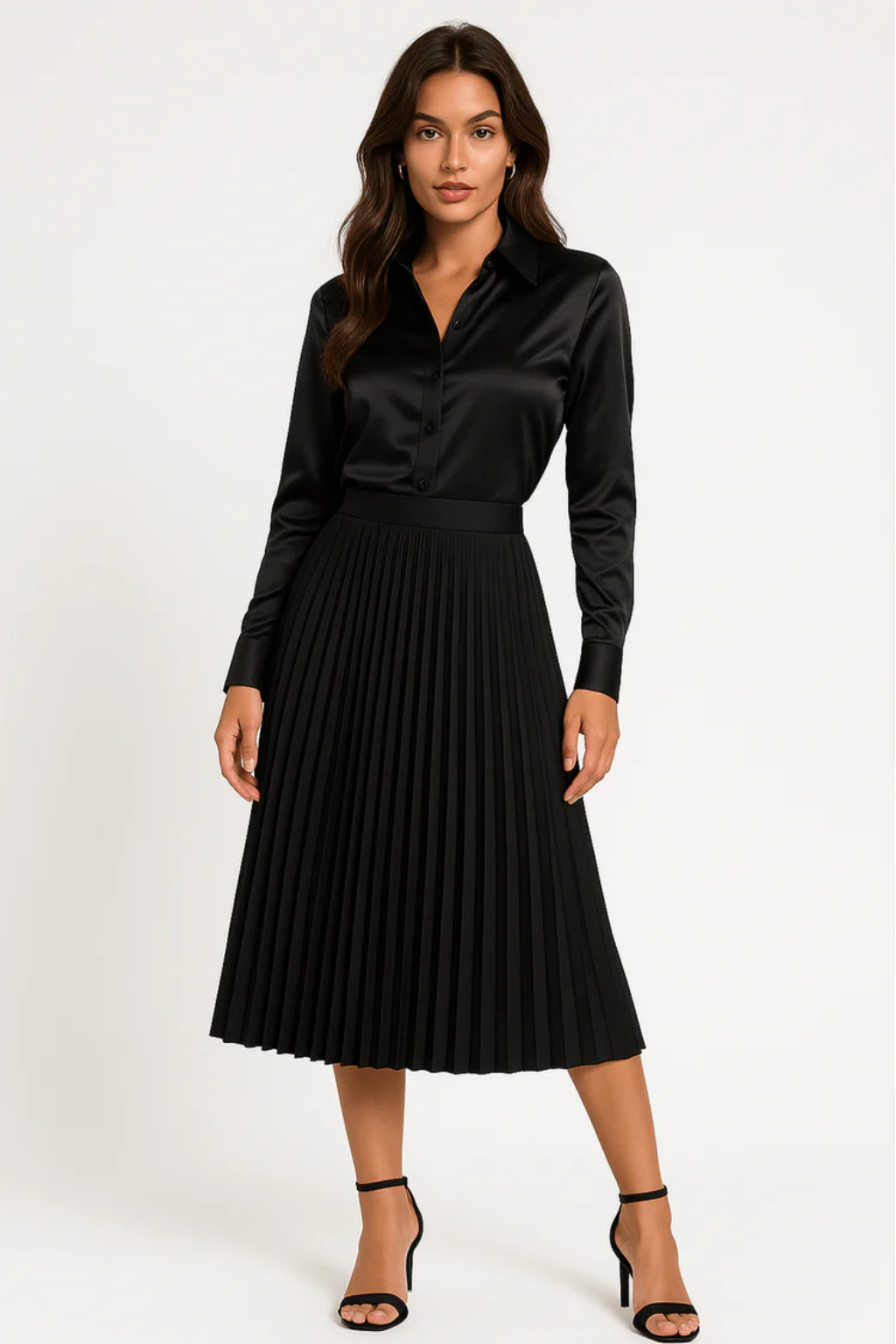 Elegant Pleated Midi Skirt with High-Waist Design for Timeless Style 2