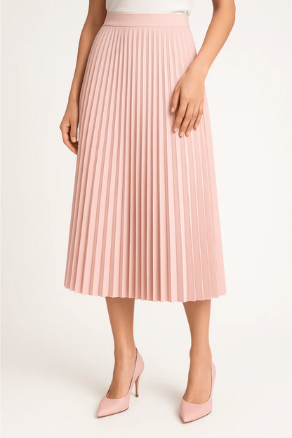 Elegant Pleated Midi Skirt with High-Waist Design for Timeless Style 4