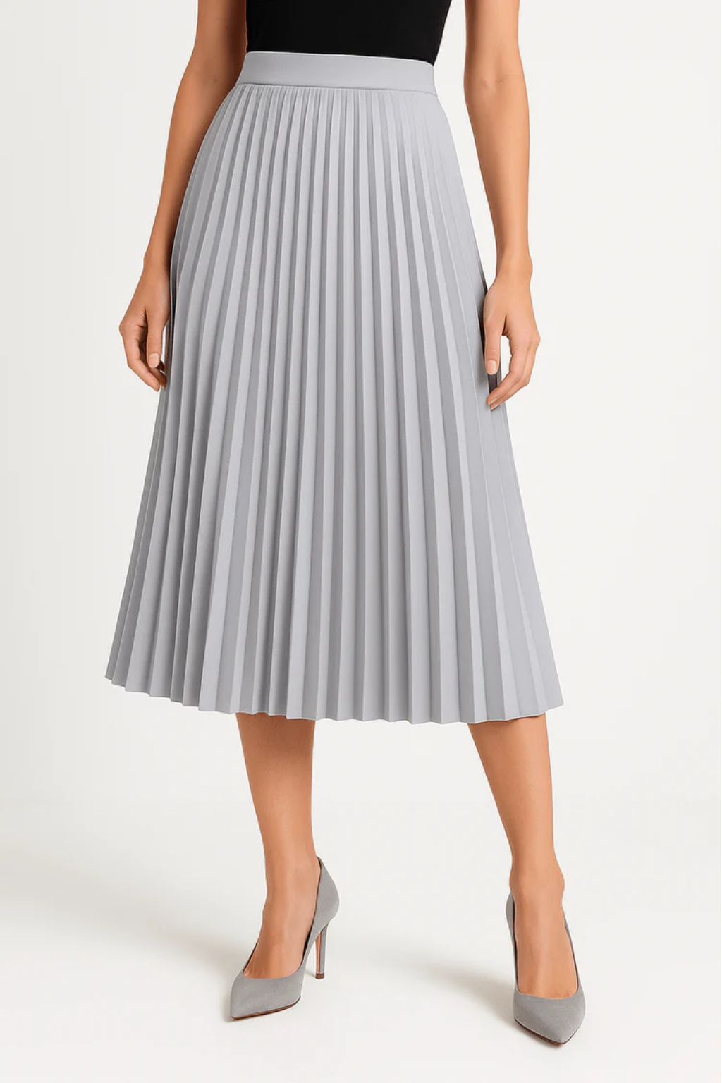 Elegant Pleated Midi Skirt with High-Waist Design for Timeless Style 6