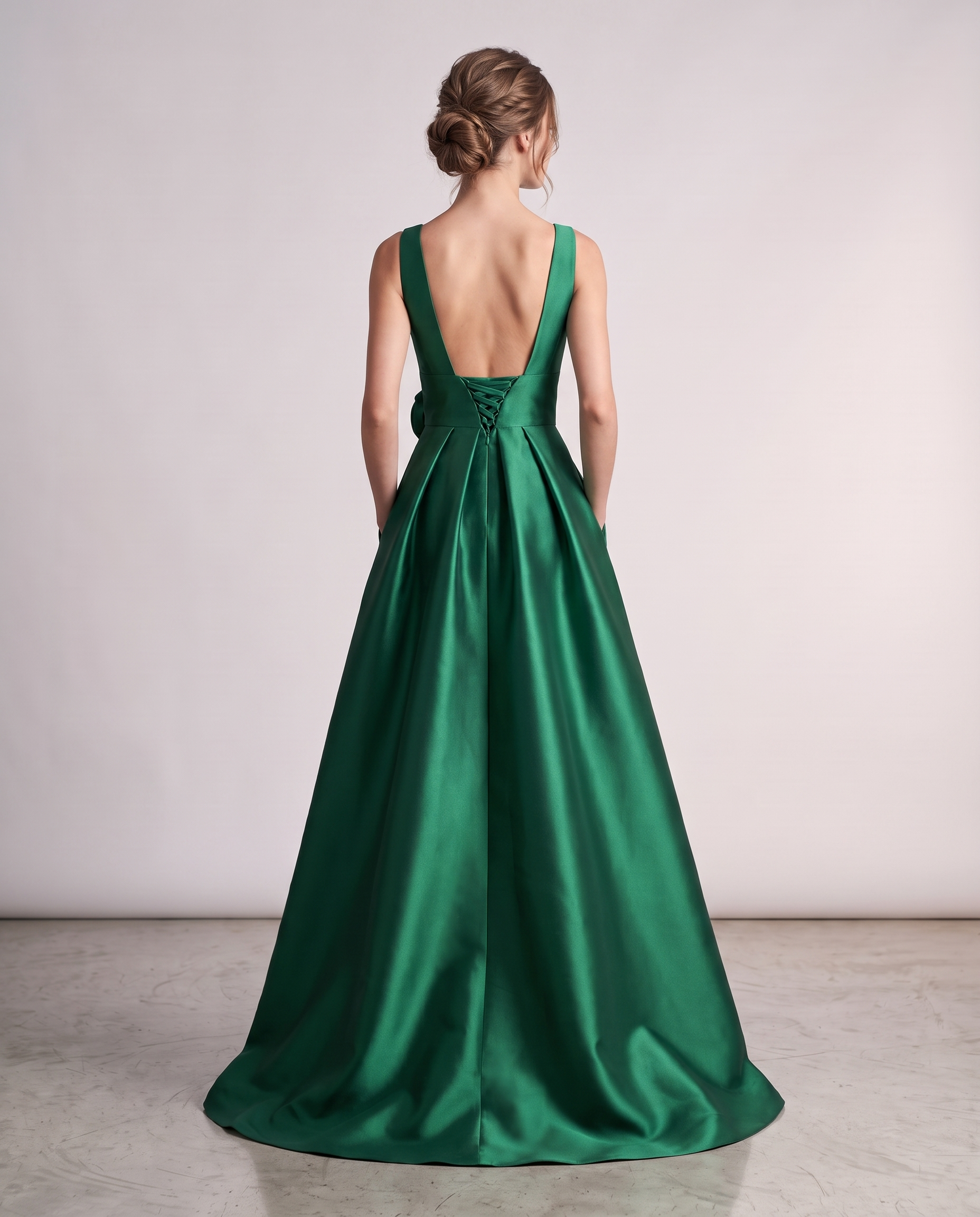 Elegant Satin Maxi Dress with High-Low Hem & Floral Applique for Formal Events 1