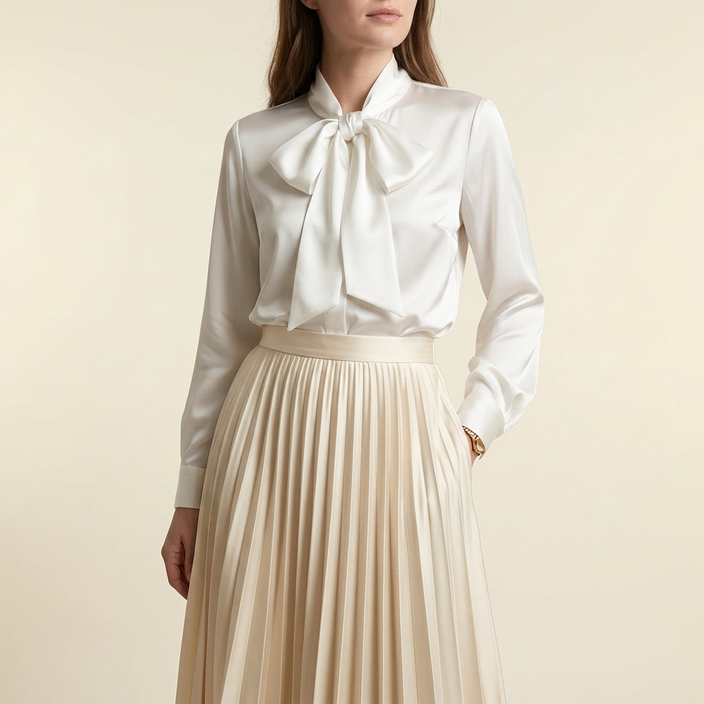 Elegant Satin Midi Skirt | Pleated Design for Effortless Sophistication 3