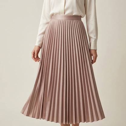 Elegant Satin Midi Skirt | Pleated Design for Effortless Sophistication 7