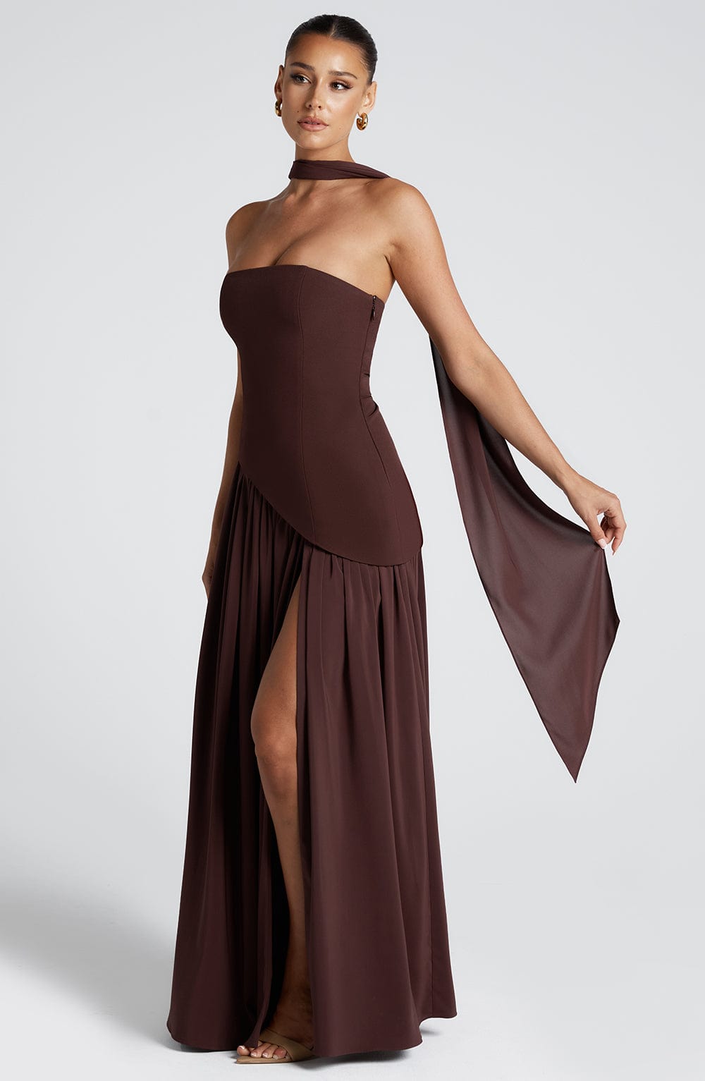 Elegant White Maxi Dress | Strapless Design with High Slit for Stunning Summer Events 11