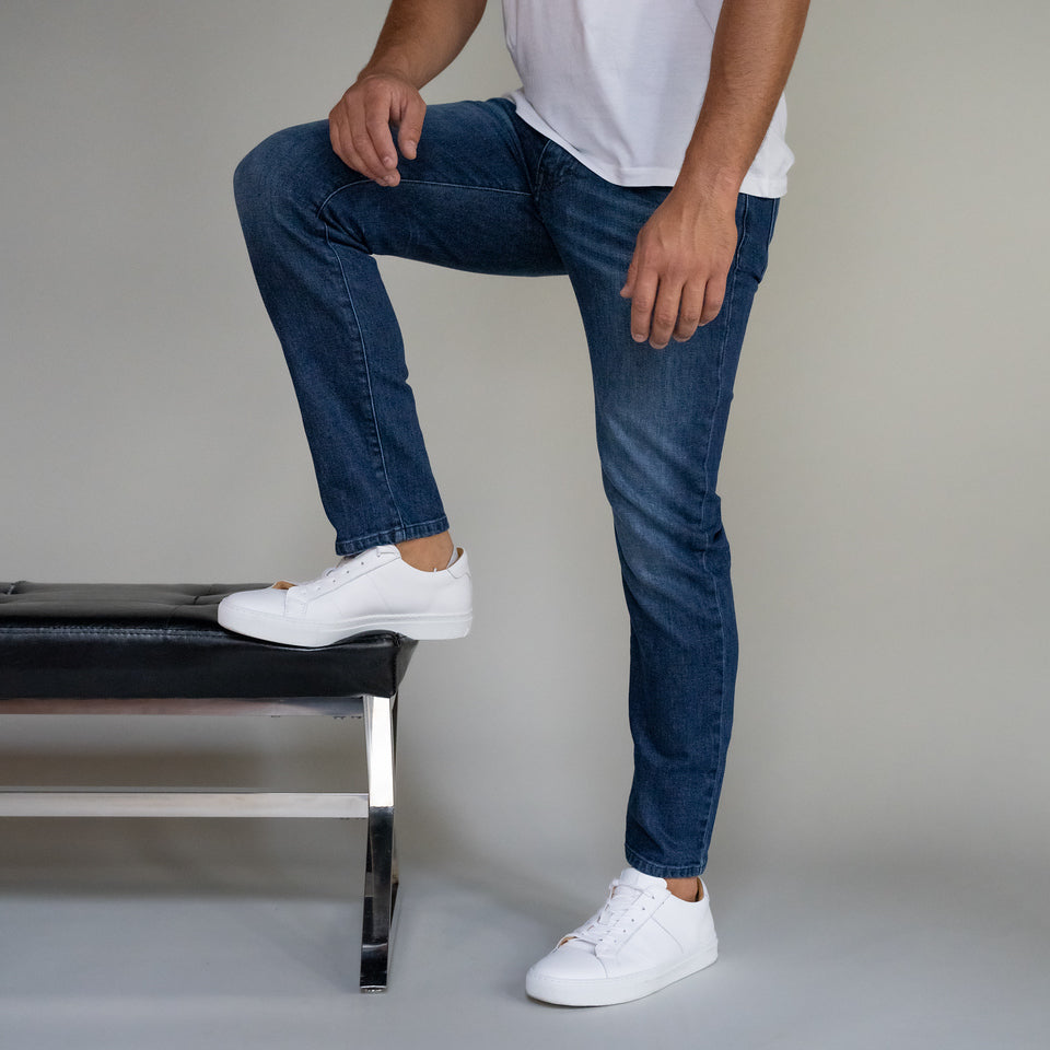 Italian Denim | Men's Black Skinny Jeans with Dark Vintage Wash | Stylish Fit for Casual Wear 3
