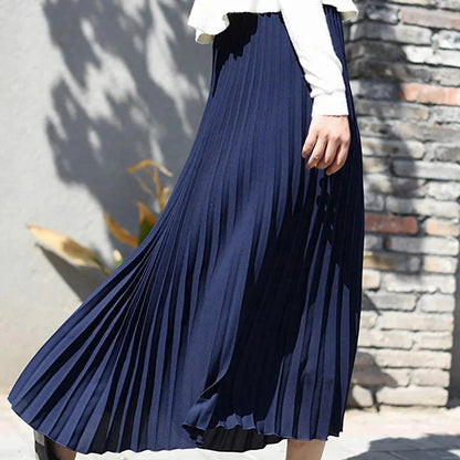 Luna's Graceful Echo | Pleated Midi Skirt with High-Waist Design | Elegant Drape for Effortless Style 6