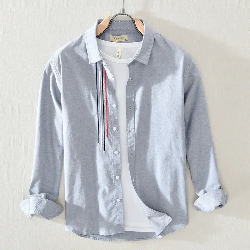 Men's Lightweight Cotton Button Shirt | Casual Relaxed Fit with Contrast Trim 2