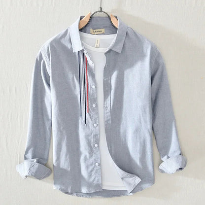 Men's Lightweight Cotton Button Shirt | Casual Relaxed Fit with Contrast Trim 2