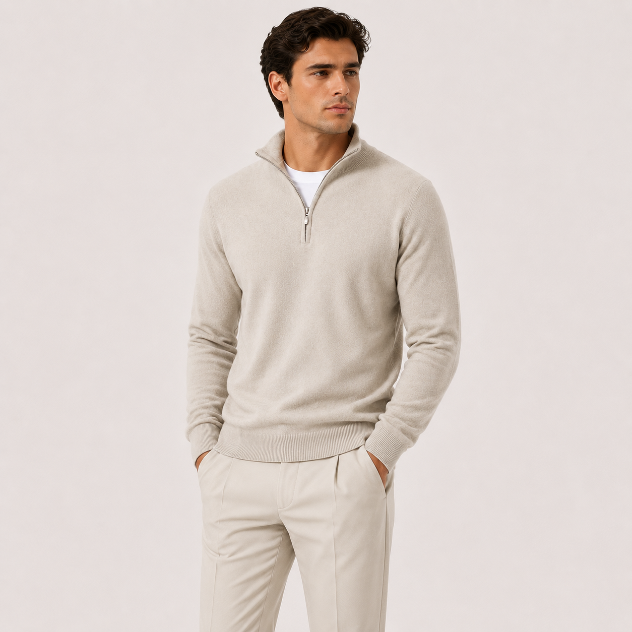 Men's Lightweight Knit Quarter-Zip Sweater | Cozy Classic Pullover for Everyday Wear 0