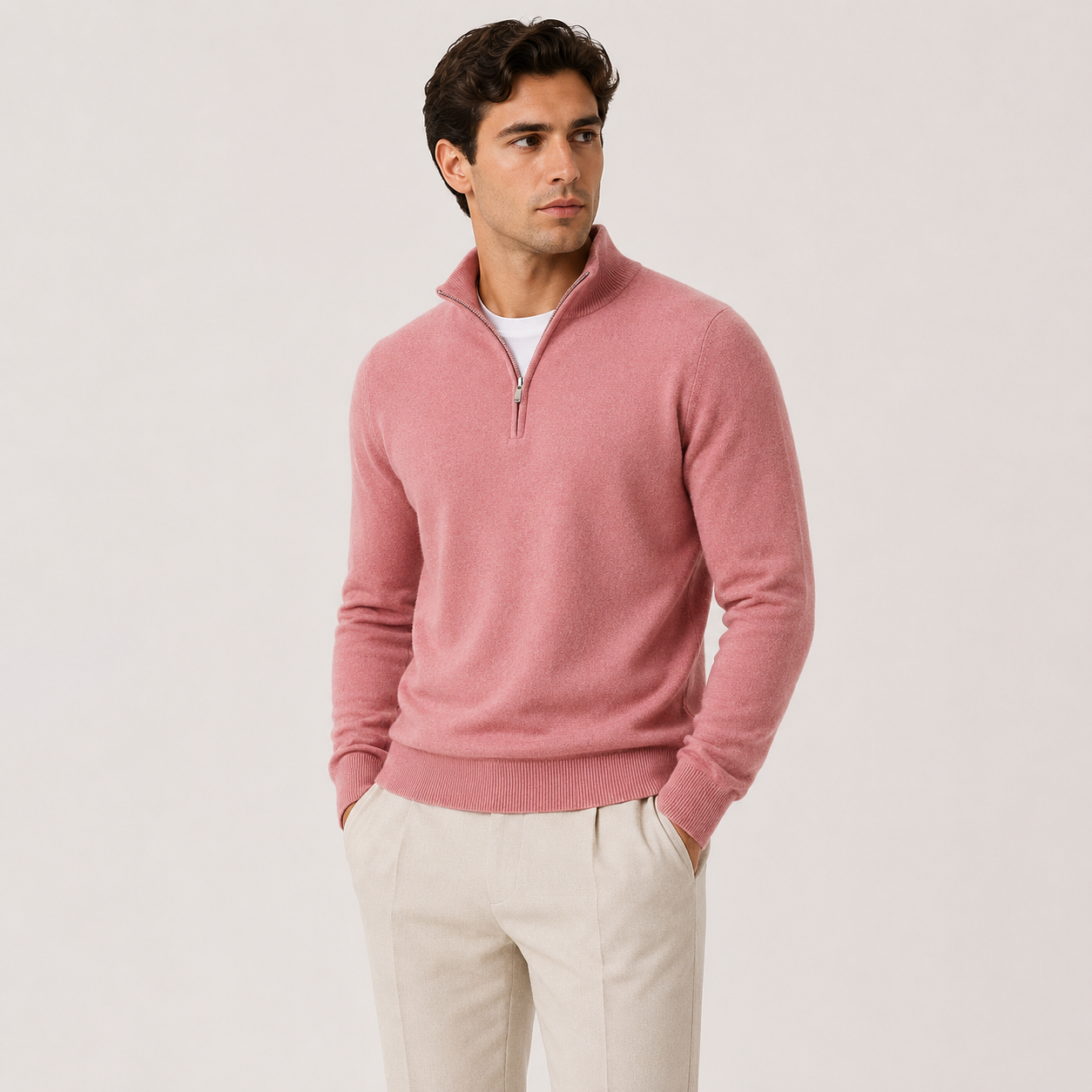 Men's Lightweight Knit Quarter-Zip Sweater | Cozy Classic Pullover for Everyday Wear 4