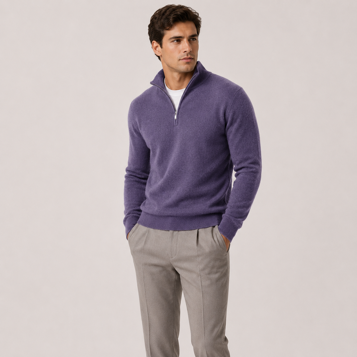 Men's Lightweight Knit Quarter-Zip Sweater | Cozy Classic Pullover for Everyday Wear 6