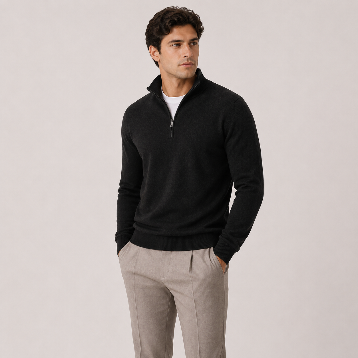 Men's Lightweight Knit Quarter-Zip Sweater | Cozy Classic Pullover for Everyday Wear 7