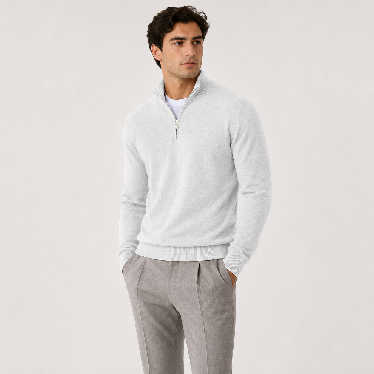Men's Lightweight Knit Quarter-Zip Sweater | Cozy Classic Pullover for Everyday Wear 8