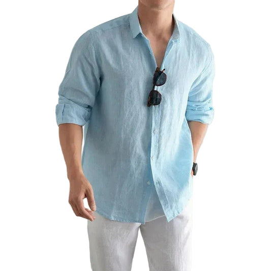 Men's Lightweight Linen Henley Shirt | Casual Tailored Summer Top 0