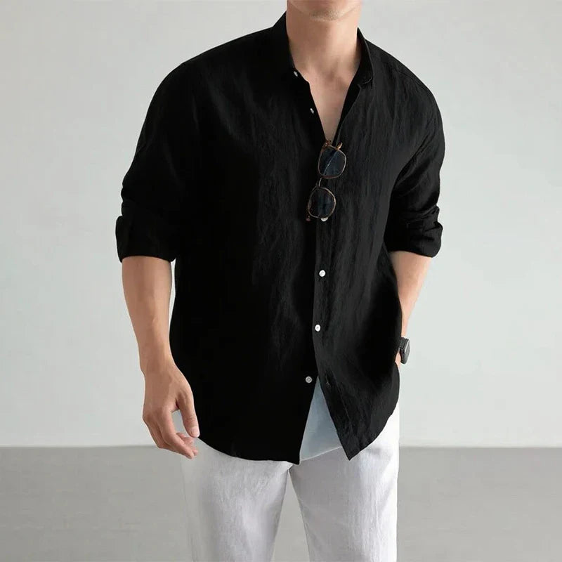 Men's Lightweight Linen Henley Shirt | Casual Tailored Summer Top 2