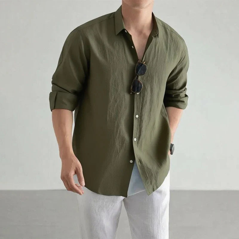 Men's Lightweight Linen Henley Shirt | Casual Tailored Summer Top 3