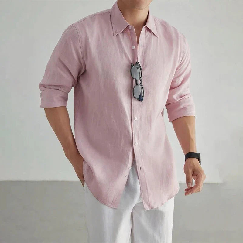 Men's Lightweight Linen Henley Shirt | Casual Tailored Summer Top 4