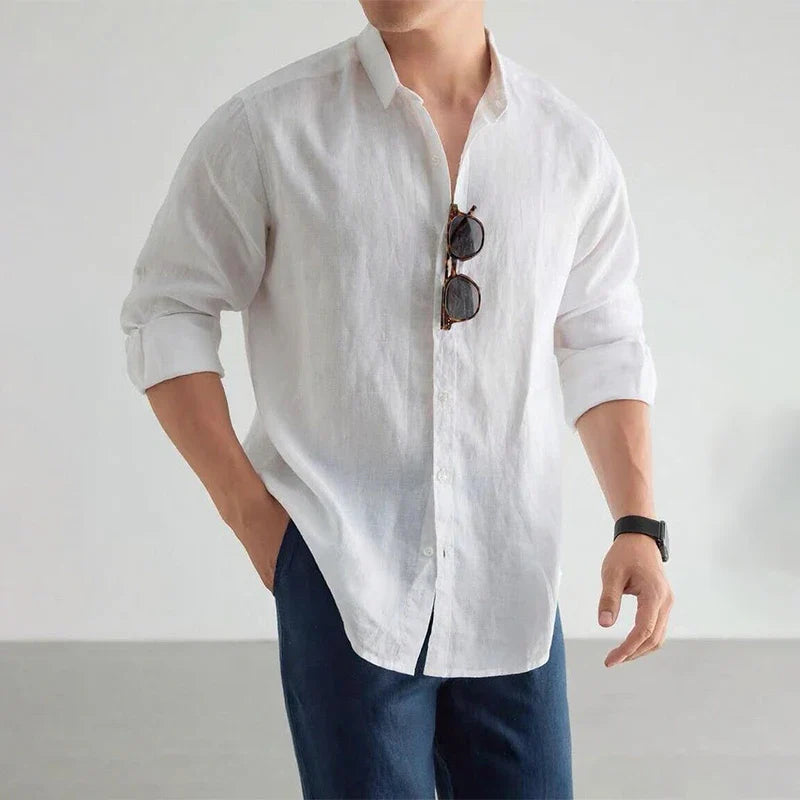 Men's Lightweight Linen Henley Shirt | Casual Tailored Summer Top 5
