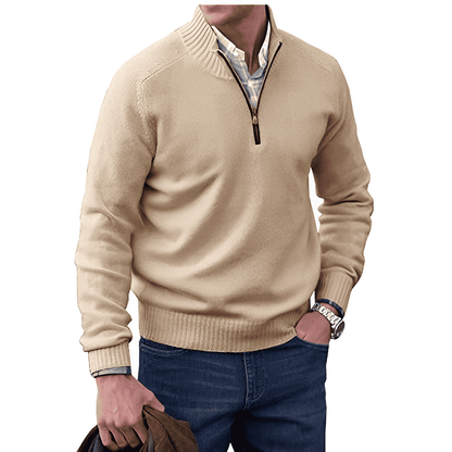Men's Premium Cashmere Quarter Zip Sweater | Stylish Lightweight Winter Pullover 0