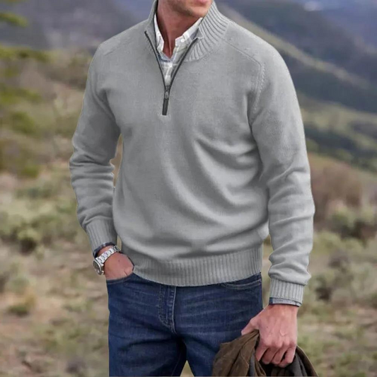 Men's Premium Cashmere Quarter Zip Sweater | Stylish Lightweight Winter Pullover 1