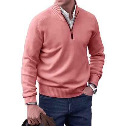 Men's Premium Cashmere Quarter Zip Sweater | Stylish Lightweight Winter Pullover 11