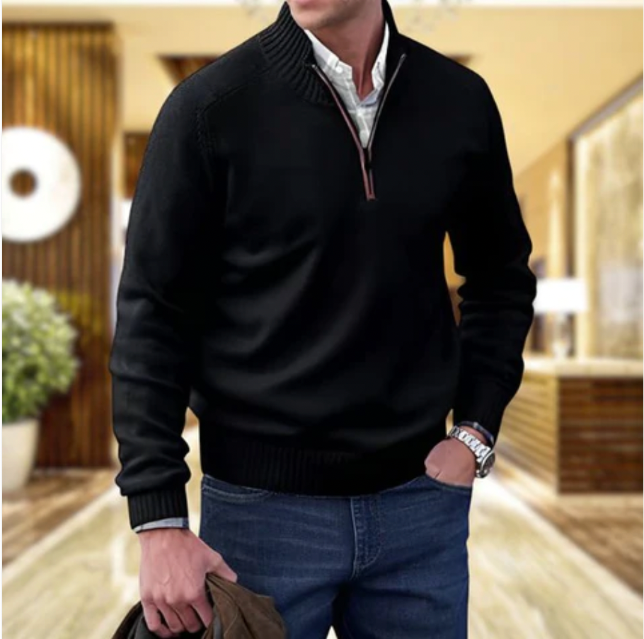 Men's Premium Cashmere Quarter Zip Sweater | Stylish Lightweight Winter Pullover 2