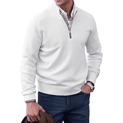 Men's Premium Cashmere Quarter Zip Sweater | Stylish Lightweight Winter Pullover 3