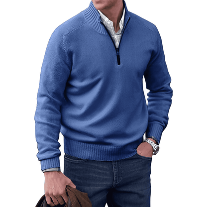Men's Premium Cashmere Quarter Zip Sweater | Stylish Lightweight Winter Pullover 4
