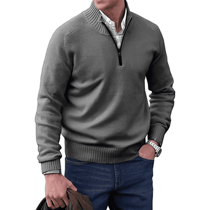 Men's Premium Cashmere Quarter Zip Sweater | Stylish Lightweight Winter Pullover 6