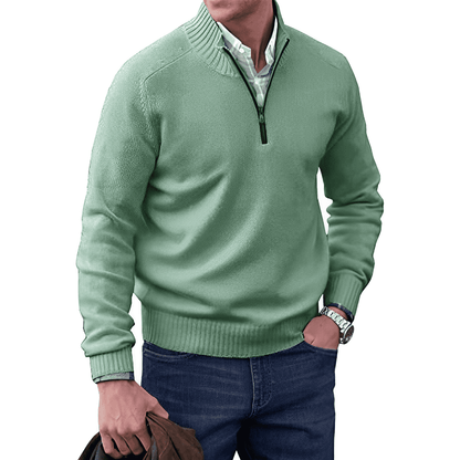 Men's Premium Cashmere Quarter Zip Sweater | Stylish Lightweight Winter Pullover 8