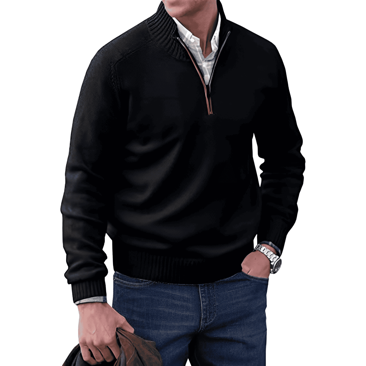 Men's Premium Cashmere Quarter Zip Sweater | Stylish Lightweight Winter Pullover 9