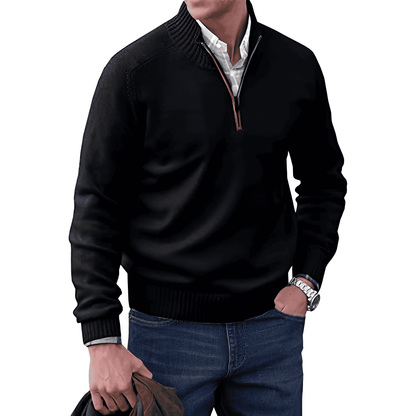 Men's Premium Cashmere Quarter Zip Sweater | Stylish Lightweight Winter Pullover 9
