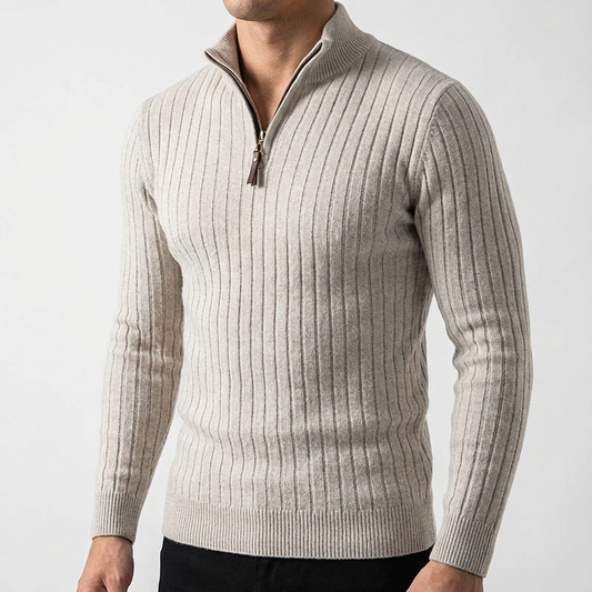 Men's Premium Wool Blend Quarter Zip Sweater | Elegant Comfortable Layering Top 0