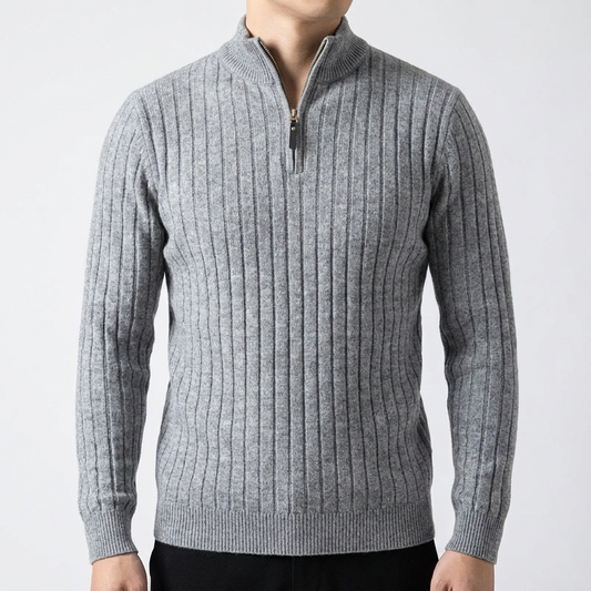 Men's Premium Wool Blend Quarter Zip Sweater | Elegant Comfortable Layering Top 1