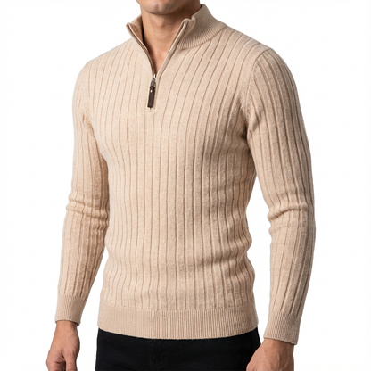 Men's Premium Wool Blend Quarter Zip Sweater | Elegant Comfortable Layering Top 2