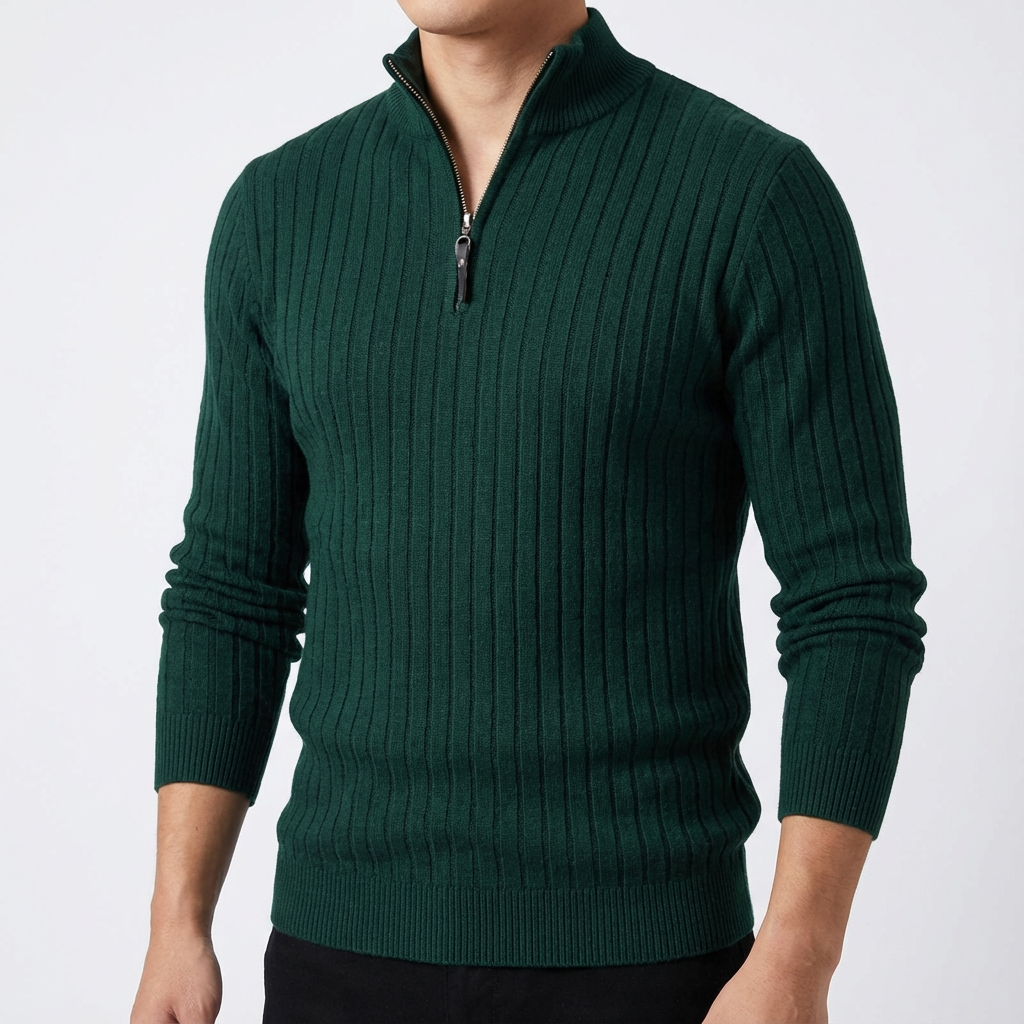 Men's Premium Wool Blend Quarter Zip Sweater | Elegant Comfortable Layering Top 3