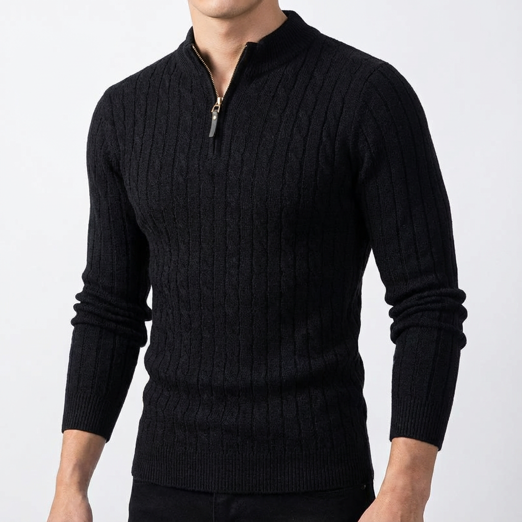 Men's Premium Wool Blend Quarter Zip Sweater | Elegant Comfortable Layering Top 4
