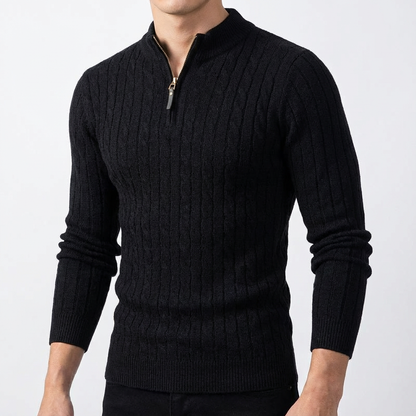 Men's Premium Wool Blend Quarter Zip Sweater | Elegant Comfortable Layering Top 4