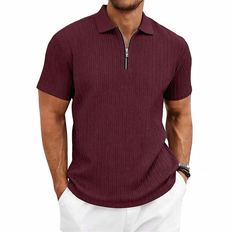 Men's Textured Cotton Polo Shirt | Relaxed Fit Short Sleeve Top | Modern Casual Wear 2