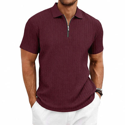 Men's Textured Cotton Polo Shirt | Relaxed Fit Short Sleeve Top | Modern Casual Wear 2