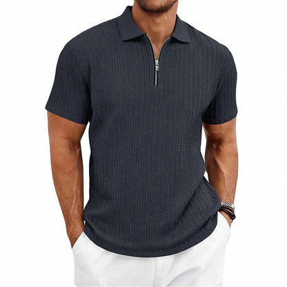 Men's Textured Cotton Polo Shirt | Relaxed Fit Short Sleeve Top | Modern Casual Wear 3