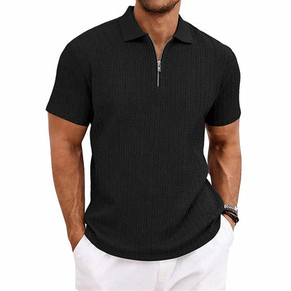 Men's Textured Cotton Polo Shirt | Relaxed Fit Short Sleeve Top | Modern Casual Wear 5