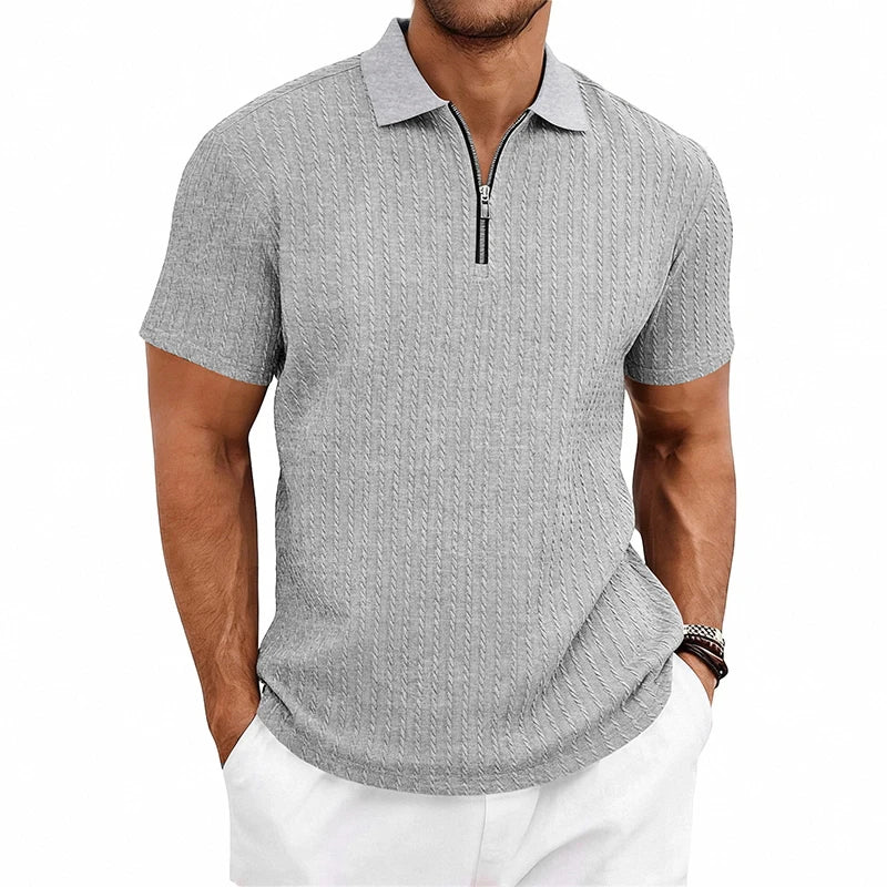 Men's Textured Cotton Polo Shirt | Relaxed Fit Short Sleeve Top | Modern Casual Wear 6