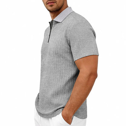 Men's Textured Cotton Polo Shirt | Relaxed Fit Short Sleeve Top | Modern Casual Wear 7